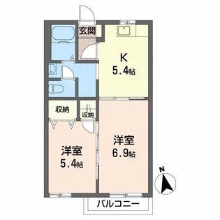 サニーハイツB【1階】の間取り