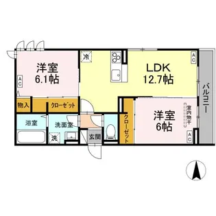 D ROOM七曲II【2階】の間取り