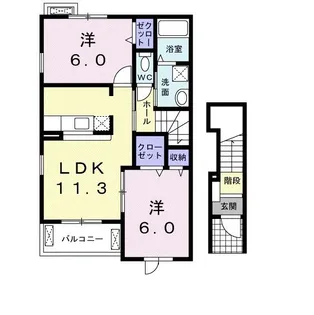 カーサ・フォルトナータA【2階】の間取り