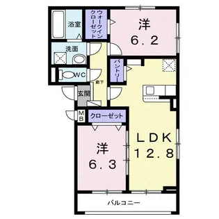 ソレイユ茨木【2階】の間取り