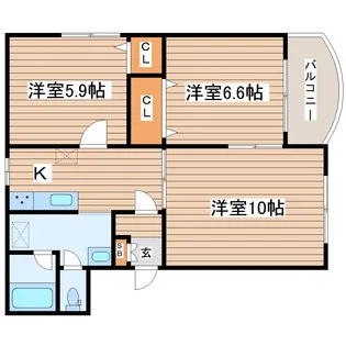 ヒーローマンション旭ケ浦【1階】の間取り
