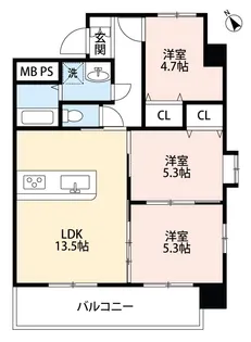 新屋敷ピアッツァビル【4階】の間取り