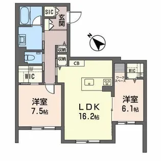 シャーメゾンミラまち【1階】の間取り