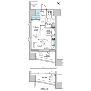 デュオフラッツ池尻大橋【9階】の間取り