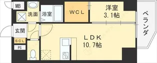 MELDIA CREST桜ノ宮Kirsch【5階】の間取り