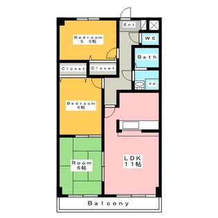 フェリス二本木【3階】の間取り