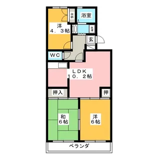ジュネス星野【4階】の間取り