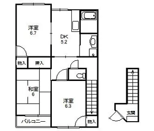 ハイステージNONAKA B棟【2階】の間取り