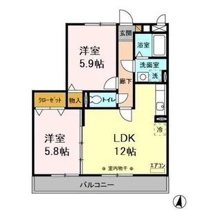 グレースヒルズ I・II【2階】の間取り