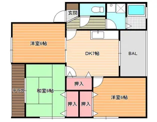 エステートピアタナカI【1階】の間取り