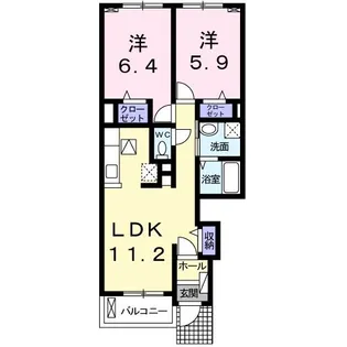 シャン・ド・フルール弐番館【1階】の間取り