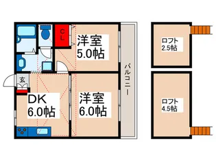ハイツ東野【2階】の間取り