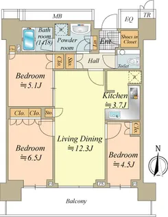 ザ・パークハウス 晴海タワーズ ティアロレジデンス【47階】の間取り