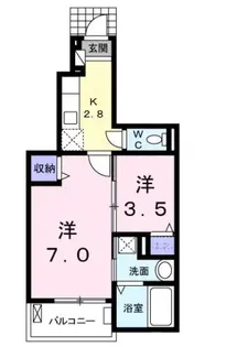 プレステージ花ずいG【1階】の間取り