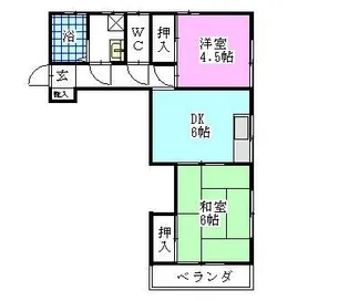 フラッツ小坂A【1階】の間取り