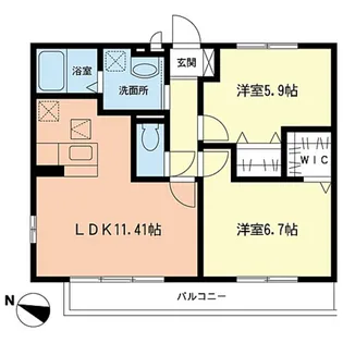 レセンテ梅が丘II【1階】の間取り