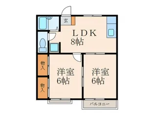 ハイツロード(エイブル三萩野)【1階】の間取り