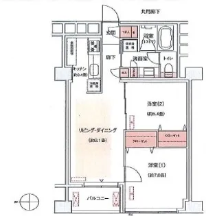 高輪グランドパームス【8階】の間取り