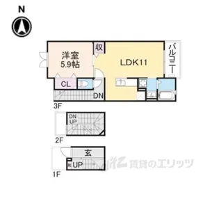 ウィンドミルヤマト【3階】の間取り