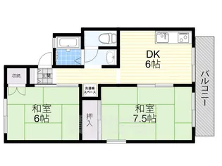 第1内の瀬ハイツ【1階】の間取り