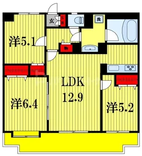 ライオンズヒルズ新松戸【5階】の間取り