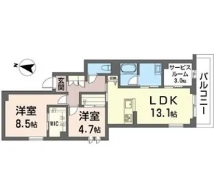 エスフォート【2階】の間取り