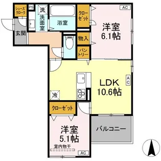 DーROOM七曲II【1階】の間取り