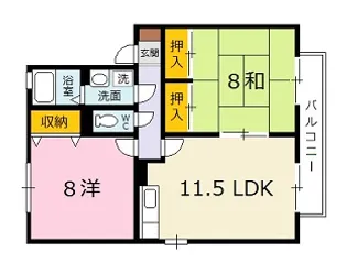 広島県広島市安佐北区亀山1【アパート】の間取り