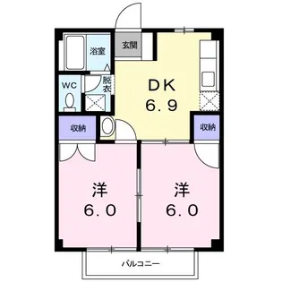 ニューシティゆり【1階】の間取り