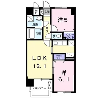 グランデスカイ空港南【4階】の間取り