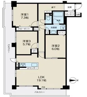 ユニライフ阿倍野II【3階】の間取り