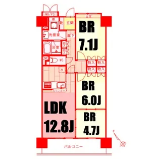 サンリバーオオモリ【6階】の間取り