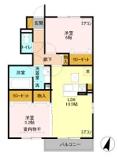 カーサ石原B【1階】の間取り