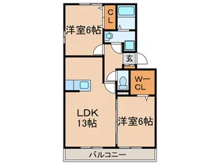 ソレイユB【1階】の間取り