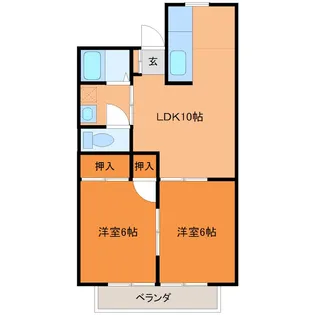 【初期費用ゼロ】ウッドフラット【2階】の間取り