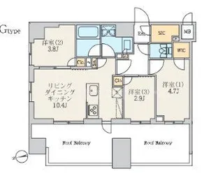 クレストコート北千住レジデンス【11階】の間取り