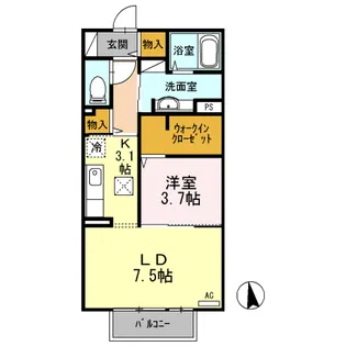 ブランドール馬出【1階】の間取り