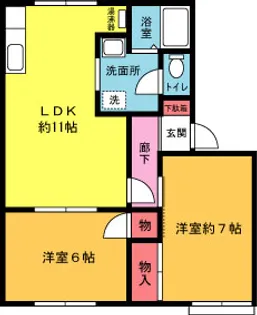 グリーンコートダモン【1階】の間取り