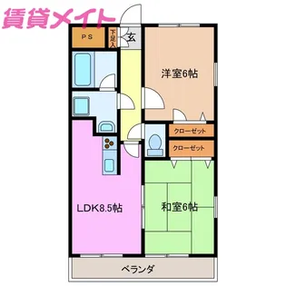 コーポアワヤ【1階】の間取り