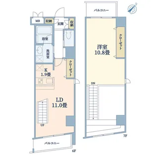 フェリオ日暮里【6階】の間取り