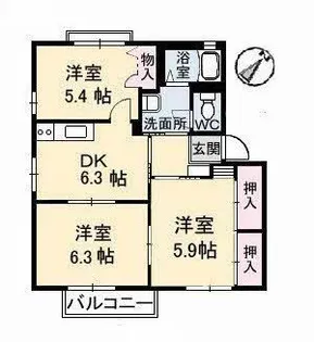 シャルマン A棟【2階】の間取り