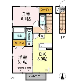 レゾンデイト A【2階】の間取り