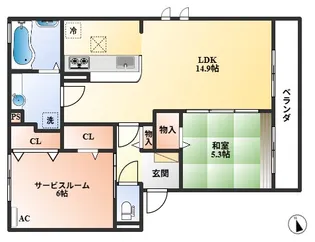 シャンテ春日【1階】の間取り