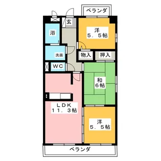 ミレニアム国分【3階】の間取り