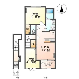 カーサ フォルトゥナート【2階】の間取り