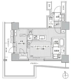 東京都港区高輪3【マンション】の間取り