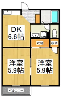 ローズウエストB【2階】の間取り