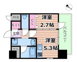 ジオエント梅田北リバーフロント【9階】の間取り