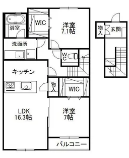 ヒルズレジデンシャルB【2階】の間取り