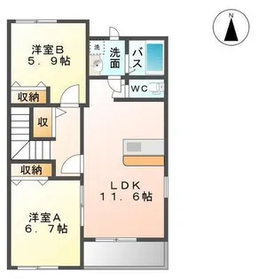 ラ・レーヴ【2階】の間取り